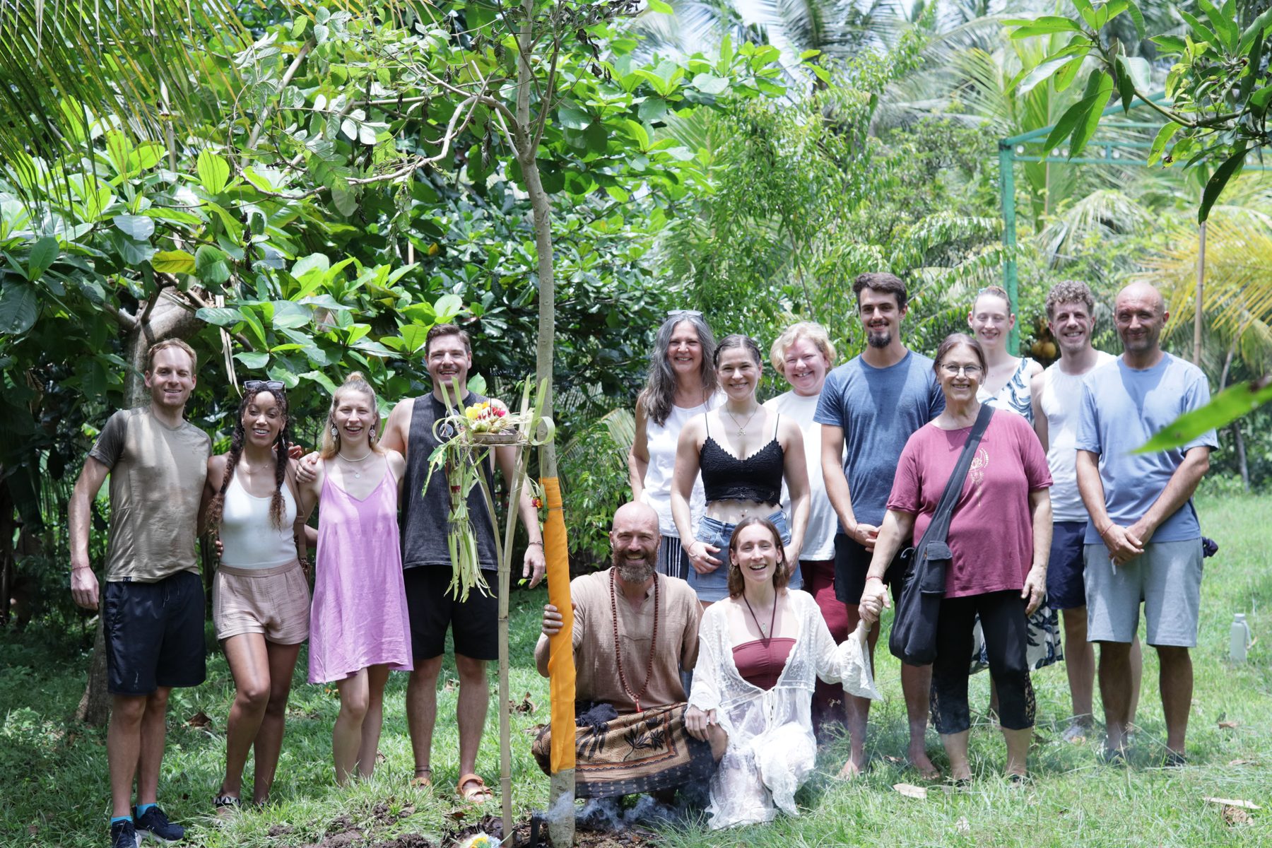 The group gathering together in the living landscape of Bali